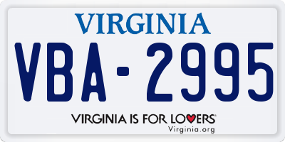 VA license plate VBA2995