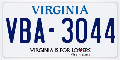 VA license plate VBA3044