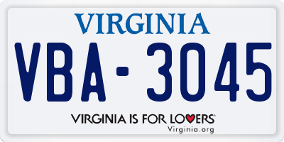 VA license plate VBA3045