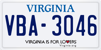 VA license plate VBA3046