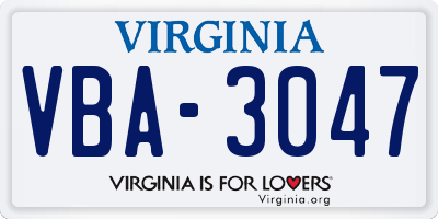 VA license plate VBA3047
