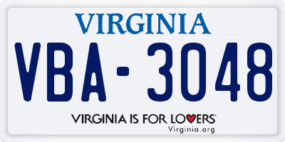 VA license plate VBA3048