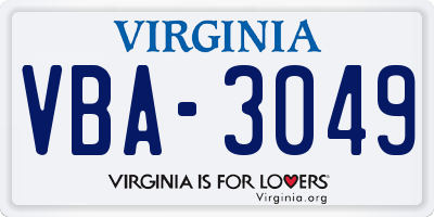 VA license plate VBA3049