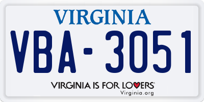 VA license plate VBA3051