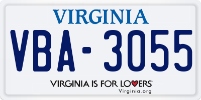 VA license plate VBA3055