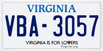 VA license plate VBA3057