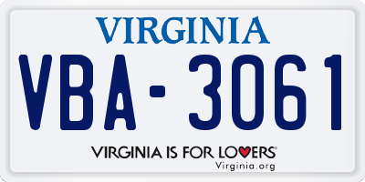 VA license plate VBA3061