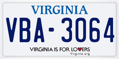 VA license plate VBA3064