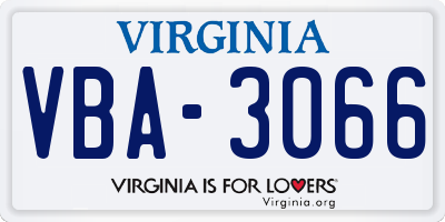 VA license plate VBA3066