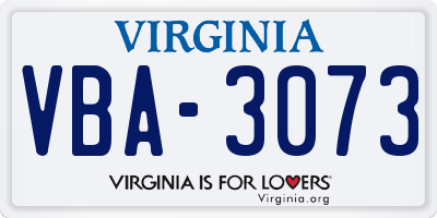VA license plate VBA3073