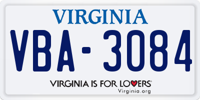 VA license plate VBA3084