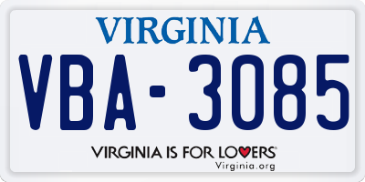VA license plate VBA3085