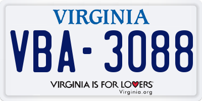 VA license plate VBA3088