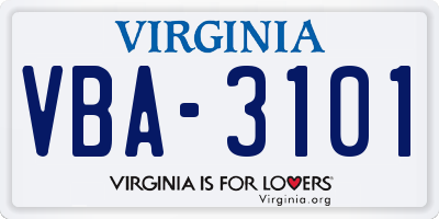 VA license plate VBA3101
