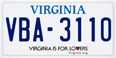 VA license plate VBA3110