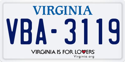 VA license plate VBA3119