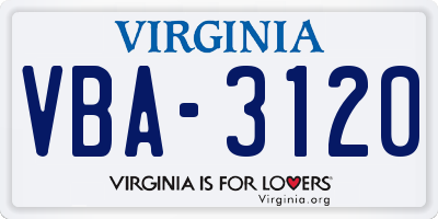 VA license plate VBA3120