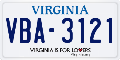 VA license plate VBA3121
