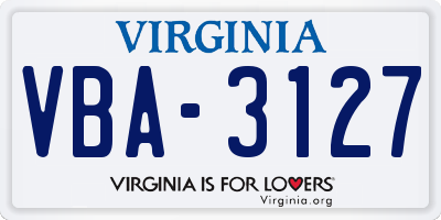 VA license plate VBA3127