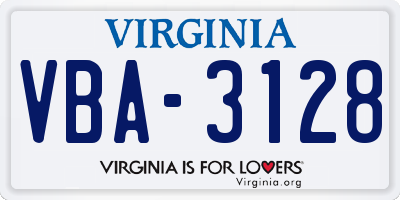 VA license plate VBA3128