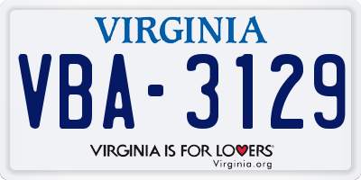 VA license plate VBA3129