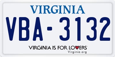 VA license plate VBA3132