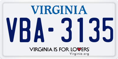 VA license plate VBA3135