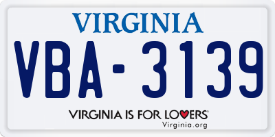 VA license plate VBA3139