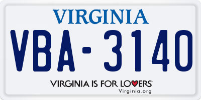 VA license plate VBA3140