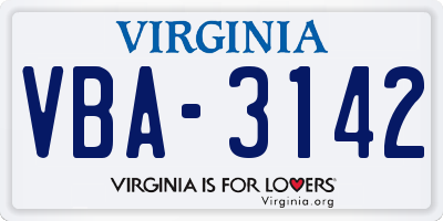 VA license plate VBA3142