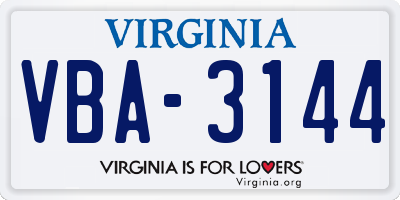 VA license plate VBA3144