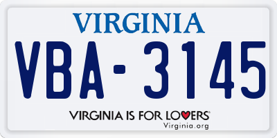 VA license plate VBA3145