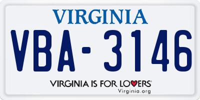 VA license plate VBA3146