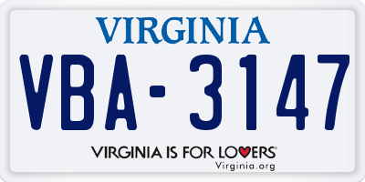 VA license plate VBA3147