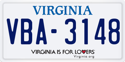 VA license plate VBA3148