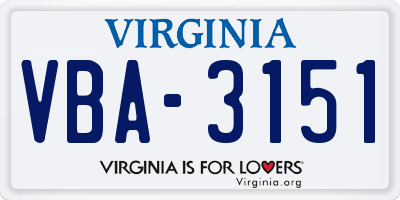 VA license plate VBA3151