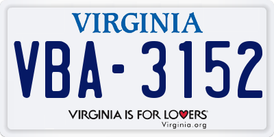 VA license plate VBA3152