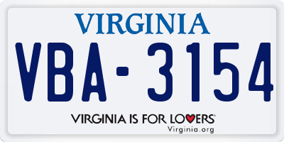 VA license plate VBA3154