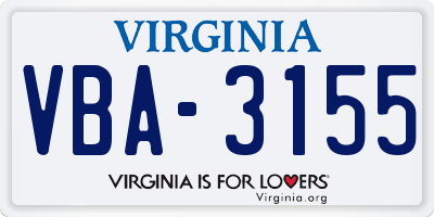 VA license plate VBA3155