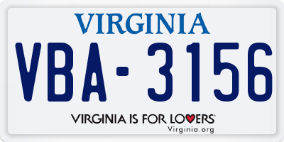 VA license plate VBA3156