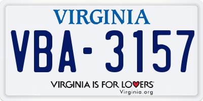 VA license plate VBA3157