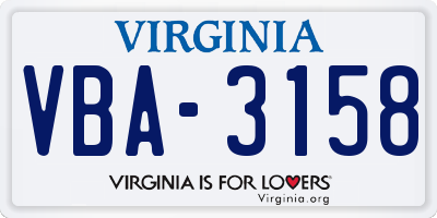 VA license plate VBA3158
