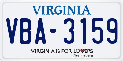 VA license plate VBA3159