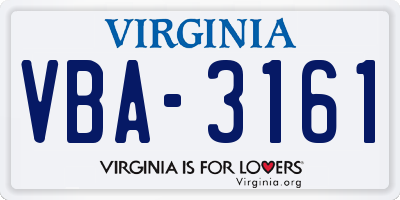VA license plate VBA3161
