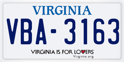 VA license plate VBA3163