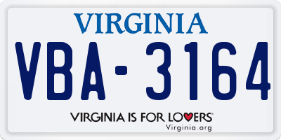 VA license plate VBA3164