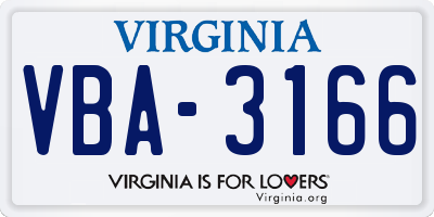 VA license plate VBA3166