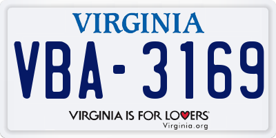 VA license plate VBA3169