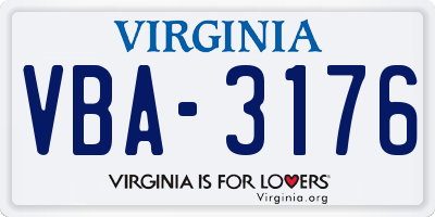 VA license plate VBA3176