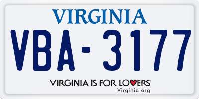 VA license plate VBA3177